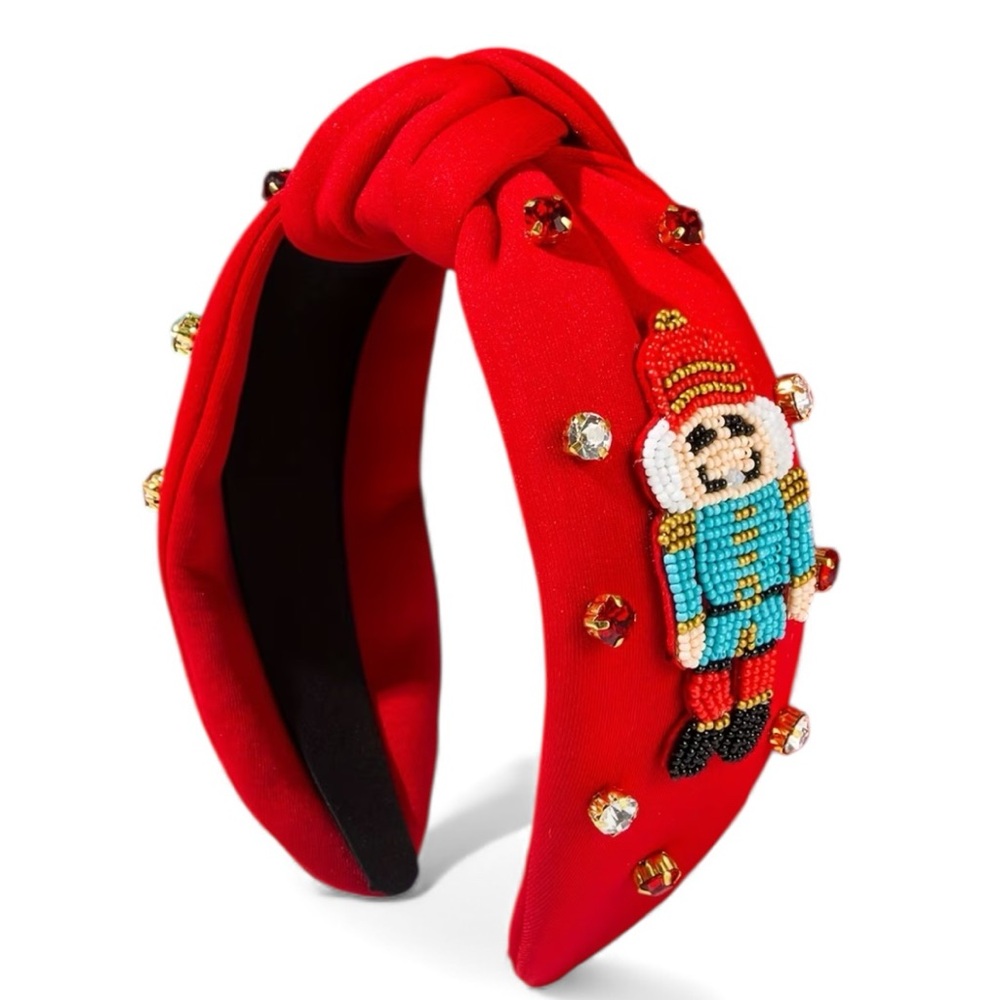 Red Christmas Beaded Nutcracker Headband